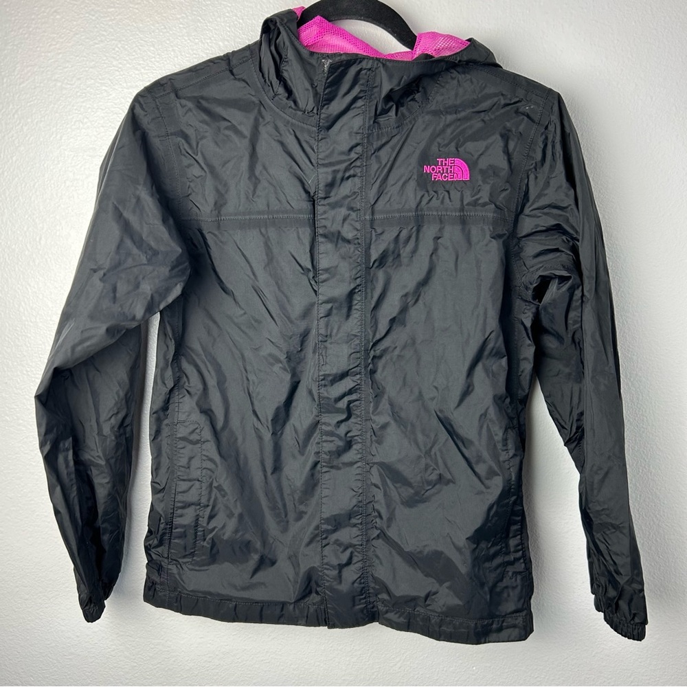 The North Face Girls Black Pink Hyvent Windbreaker Jacket 14/16